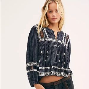 Free People All Roads Lead To You Linen Blouse